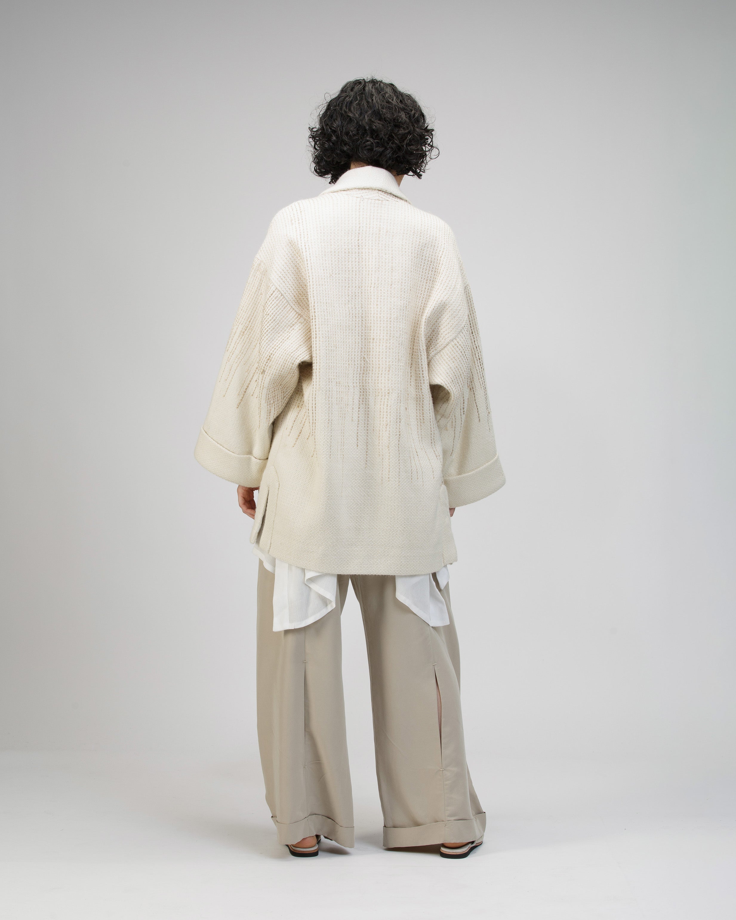ABRIGO KIMONO CORTO FIBRA DE PLATANO CRUDO