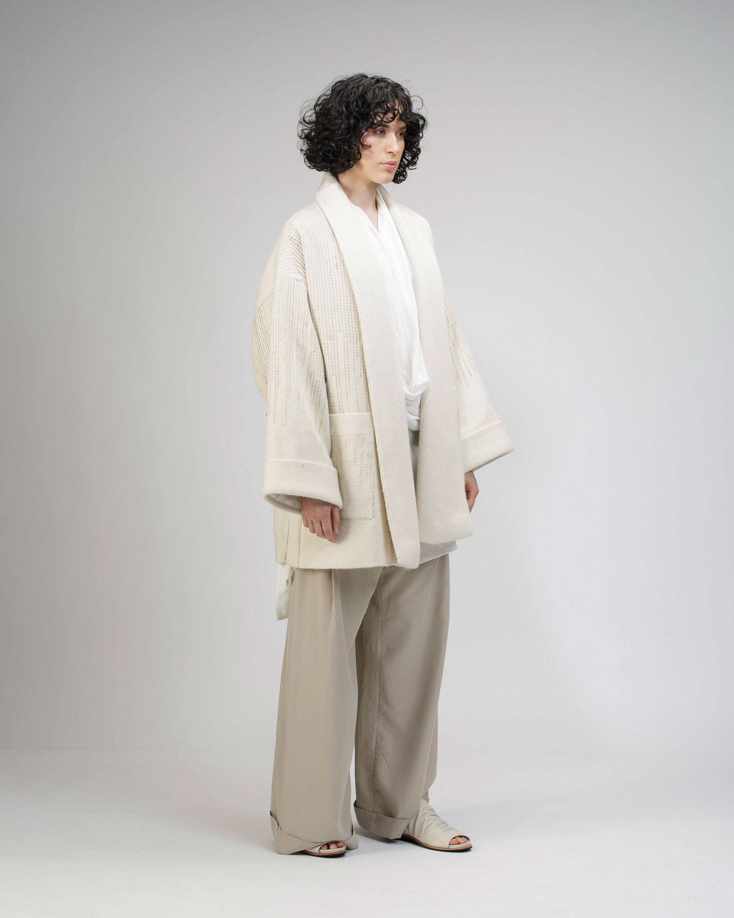 ABRIGO KIMONO CORTO FIBRA DE PLATANO CRUDO