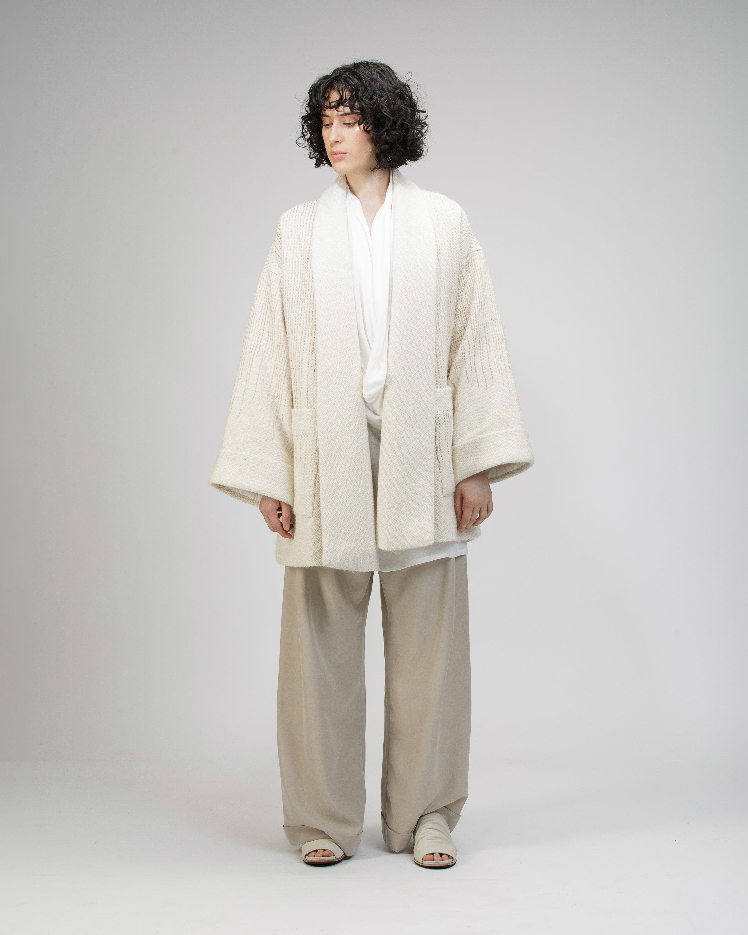 ABRIGO KIMONO CORTO FIBRA DE PLATANO CRUDO