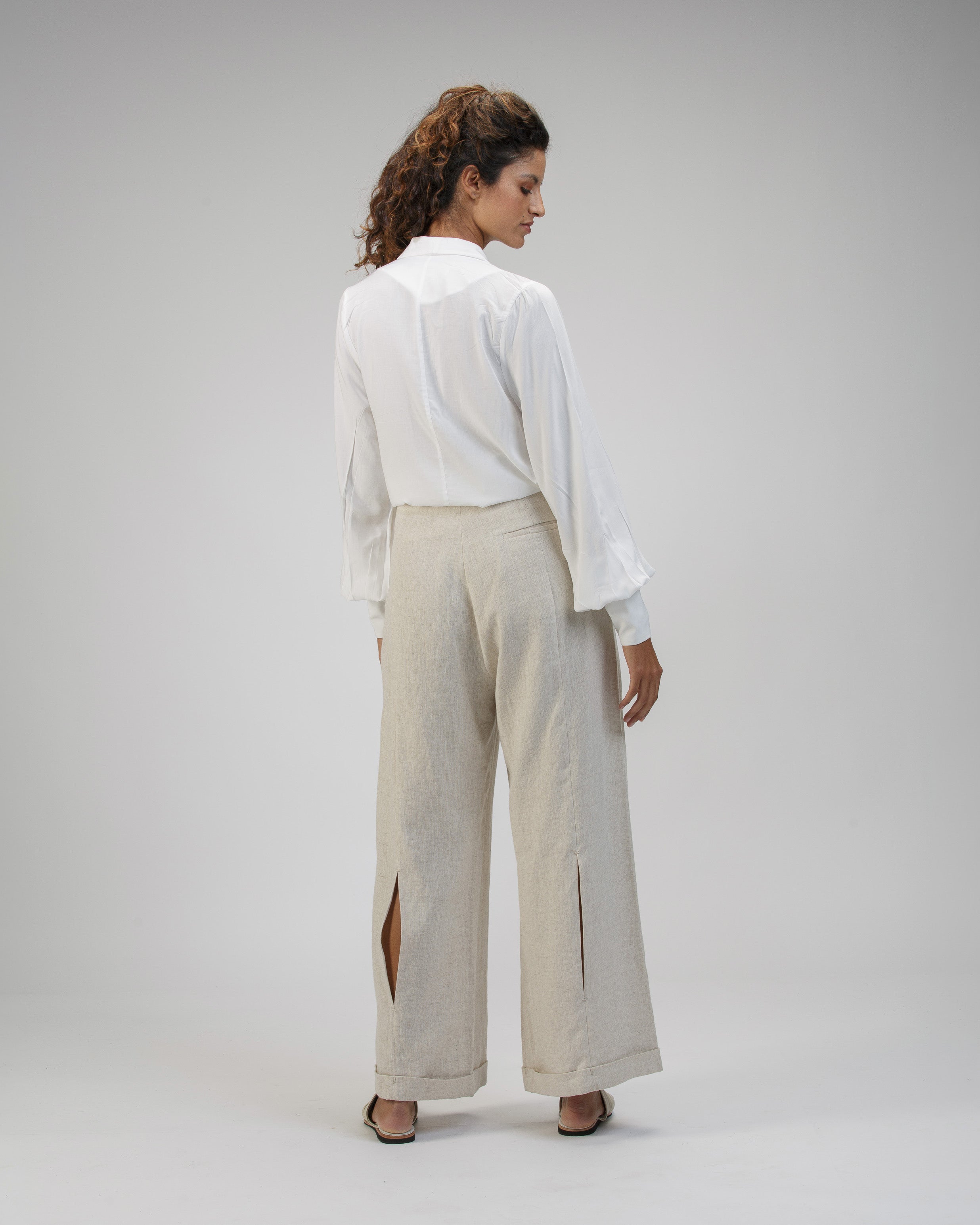 BLUSA CRUZADA CUELLO SMOKING MARFIL