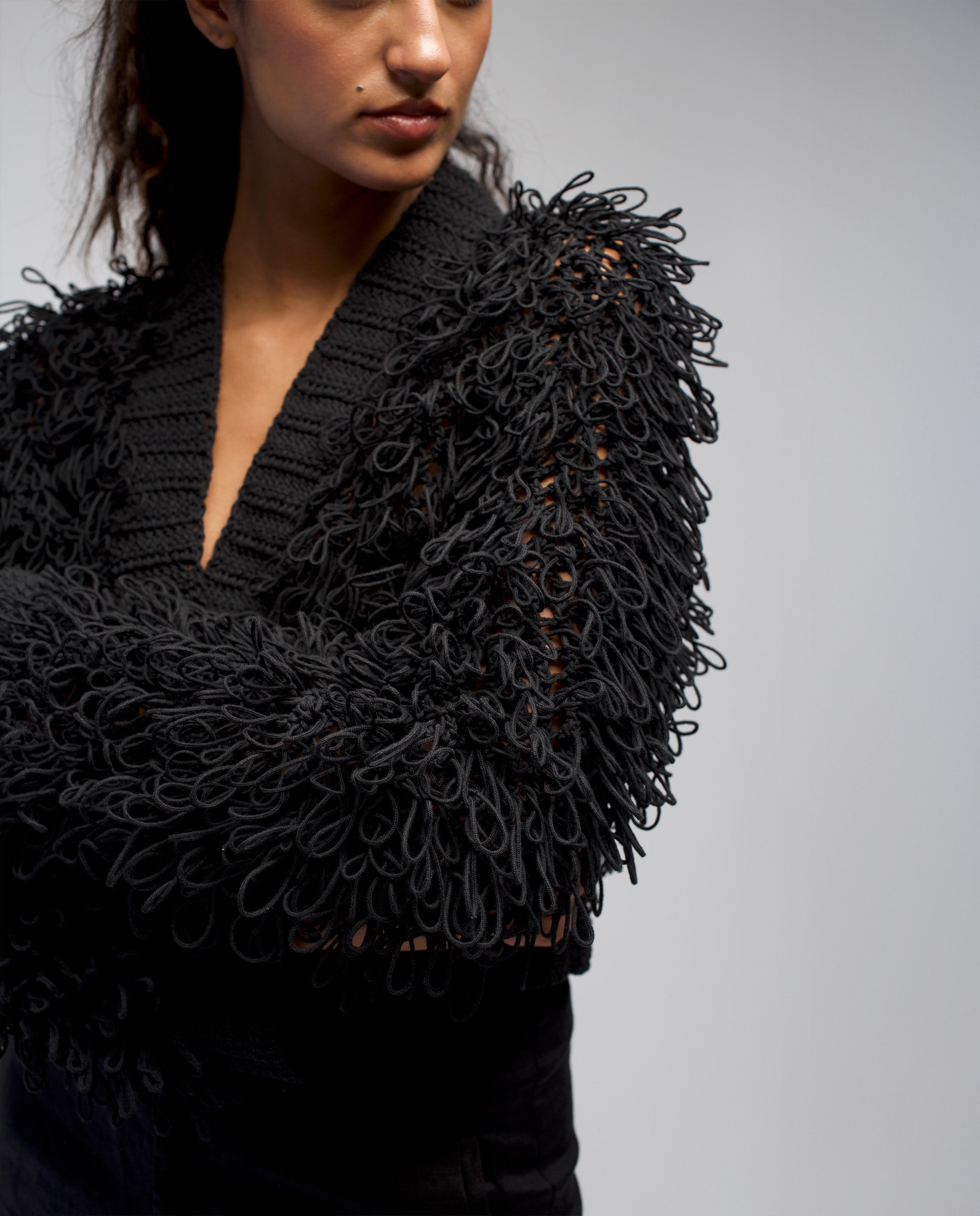 CARDIGAN CROCHET NEGRO