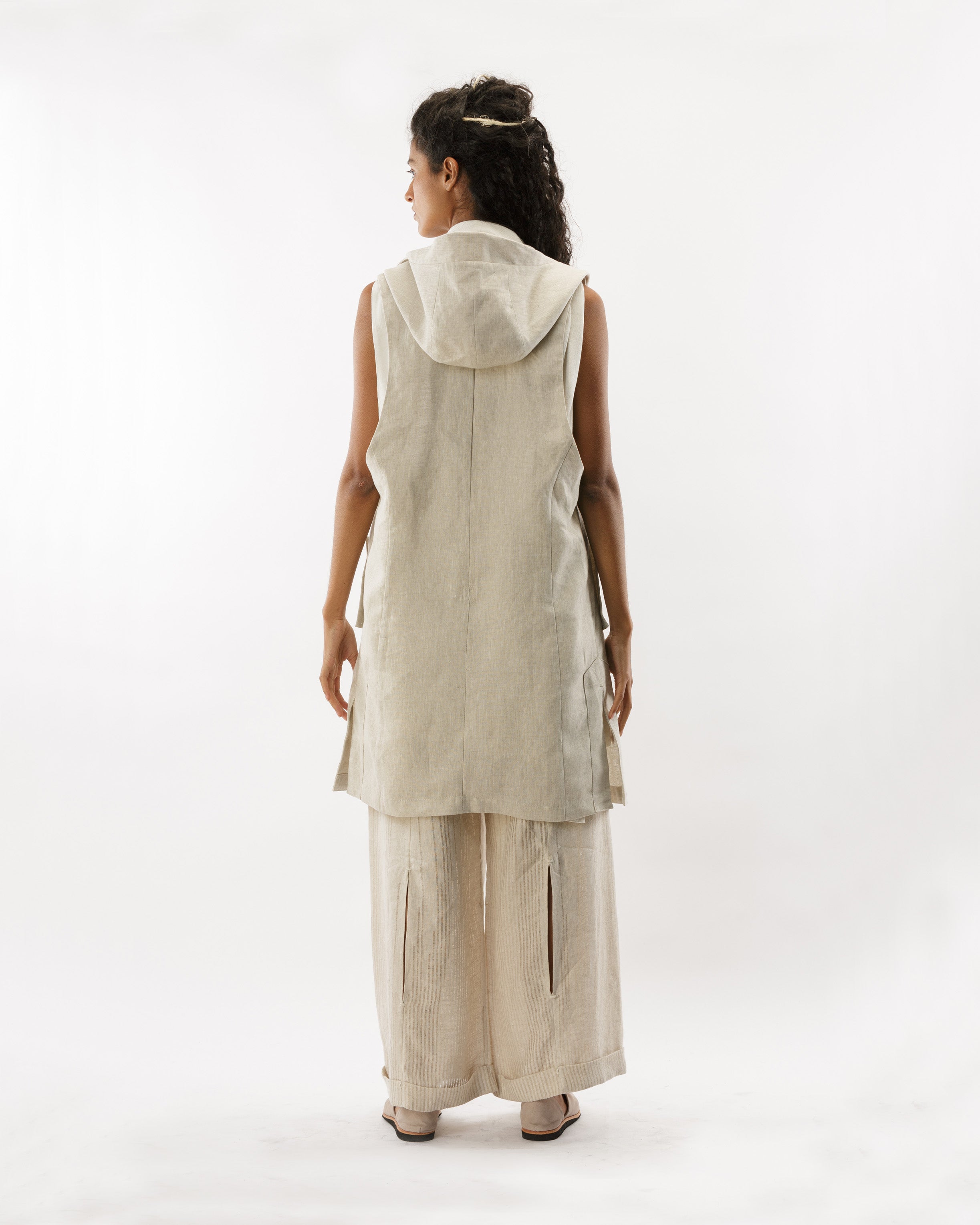 ASYMMETRICAL VEST WITH HOOD